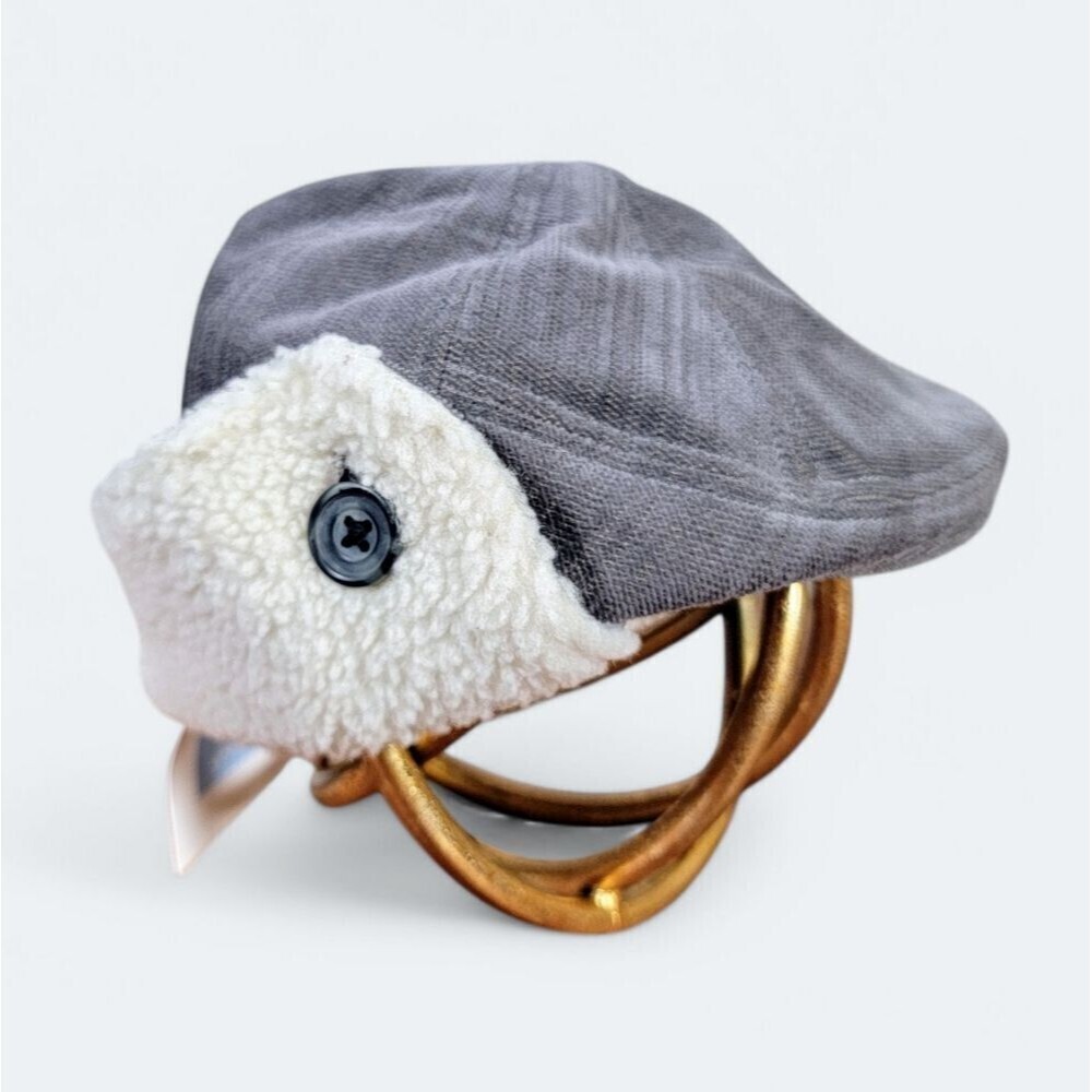 NEW Janie and Jack Winter Kids Cap Fleece Lined Size 0 to 6 months Gray & Cream